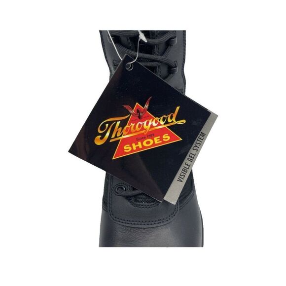 Thorogood Mens 8" Stealth Combat Boots Black Leather Side Zip Lace Up 12 M New - Picture 4 of 12